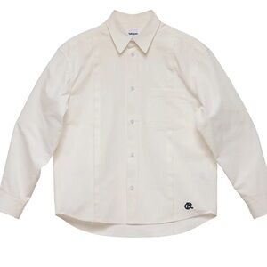 6cRAyon Ivory Poplin Embroidered Shirt Unisex Relaxed L 🤍